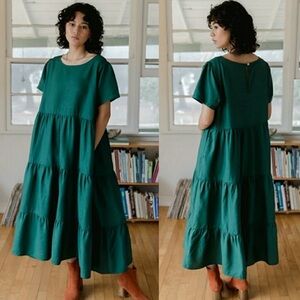 Tradlands Chalet Tiered Dress in Emerald Size Small